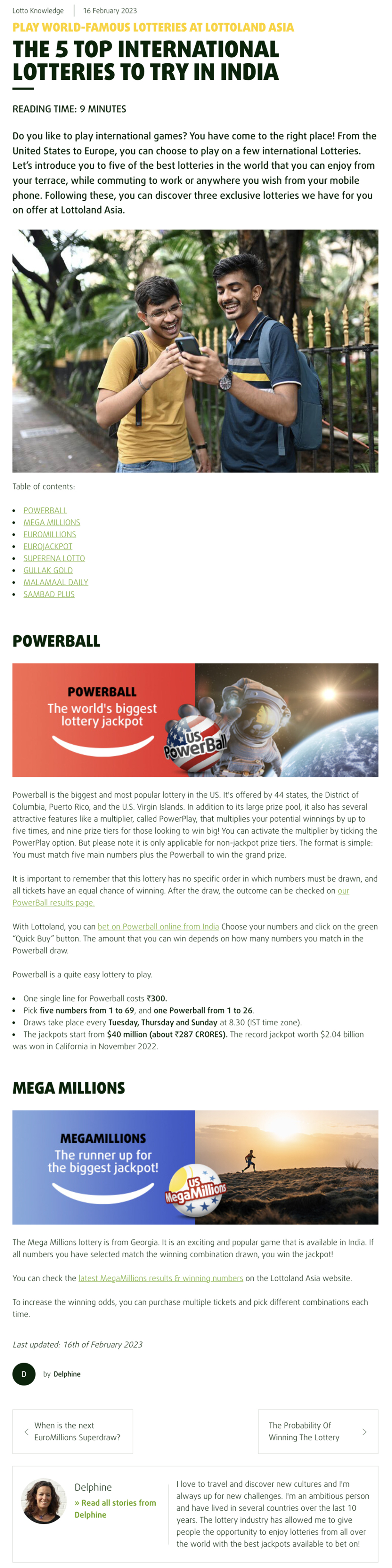 Article lottery Top Internation lotteries in India